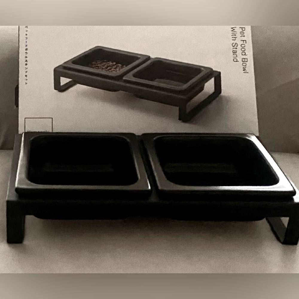 Black Double Pet Food Bowl with Stand Williams Sonoma